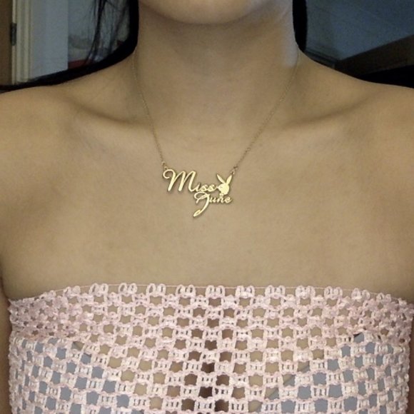 Playboy Necklace Miss June Bunny Pendant Gold Plated Birthstone y2k NWT RARE HTF - Picture 14 of 14